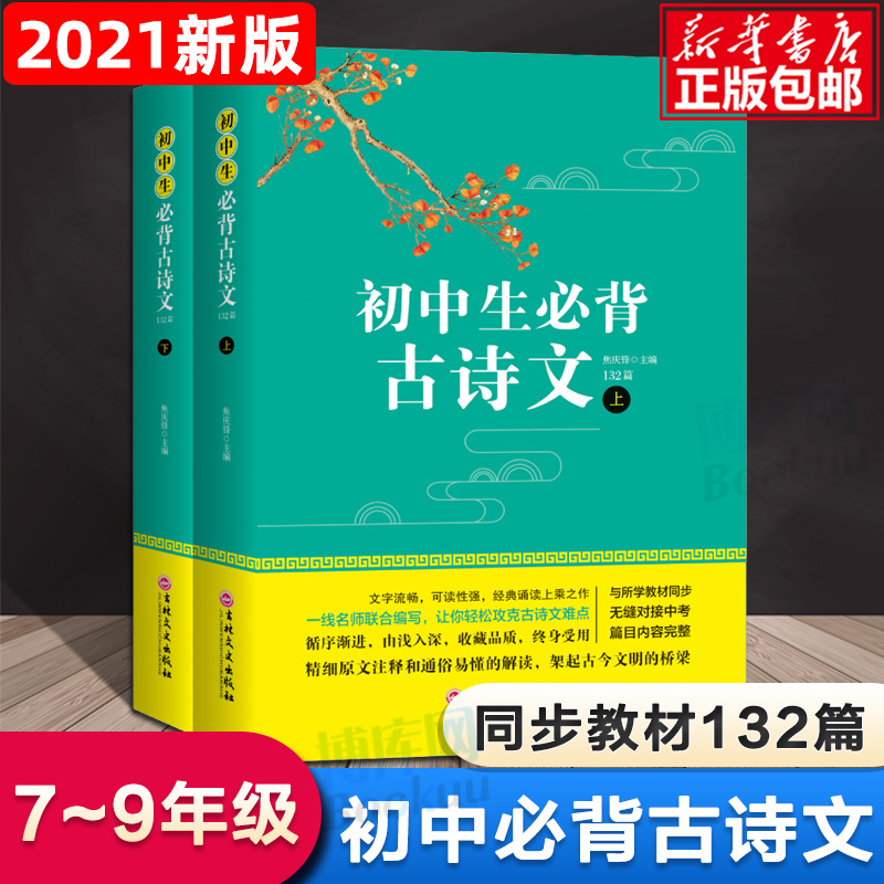 2021初中生 古诗文132篇详解全2册人教版文言文全解阅读训练语文教材中学生必背古诗词全集初一二三教辅7七8八9九年级课外阅读