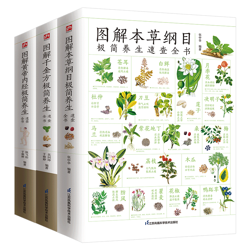 图解本草纲目+黄帝内经+千金方养生速查全套3册图解版 精选120多种常见本草 中医基础知识近400个传世经典妙方 教你识对药选对方