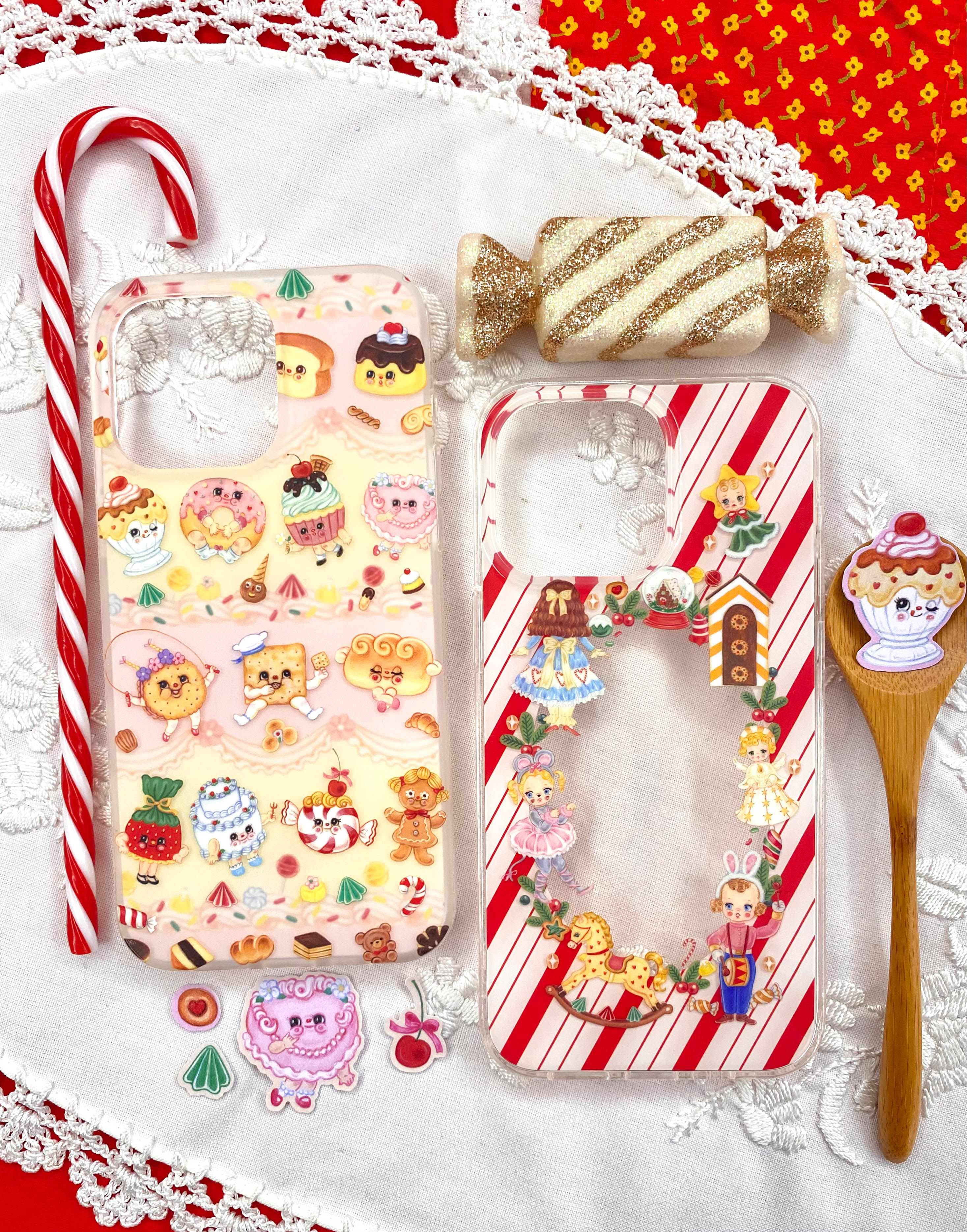 苹果双层手机壳圣诞新年复古童趣