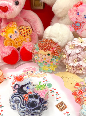 絮小饼onlytwo原创cutie pie可爱复古甜心亚克力闪粉滴胶夹子手帐