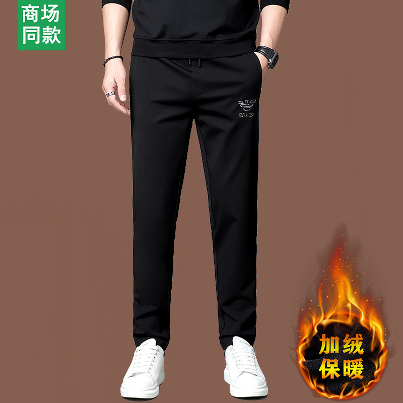 正品意大利冬季加绒加厚直筒休闲裤男士运动长裤2024新款潮流裤子