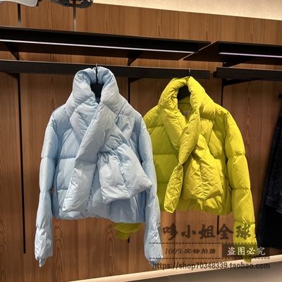 44D518G国内CK Jeans25秋冬新款女士可拆卸围巾领鸭绒羽绒服