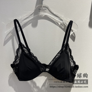 女士拼蕾丝薄垫三角杯性感文胸 QF8469AD国内CK内衣25秋冬新款