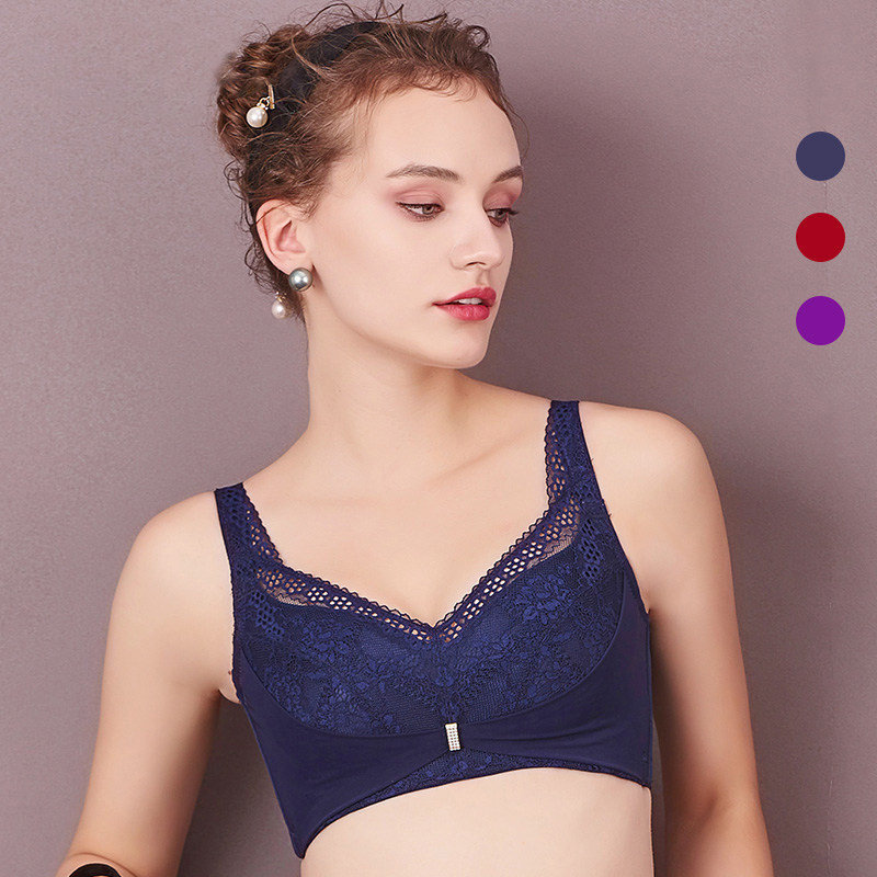 大码V型文胸舒适收副乳性感薄棉杯聚拢调整型女士内衣