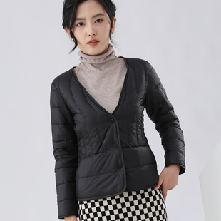 羽绒内胆女轻薄内搭配大衣伴侣冬季V领内穿短款贴身打底羽绒服