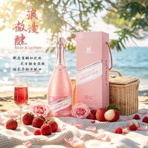 购酒网UMEET悠蜜气泡酒玫瑰荔枝果酒5度女士微醺酒香槟酒聚会