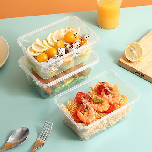 美丽雅一次性打包盒餐盒带盖食品饭盒外卖快餐盒长方形一次性碗