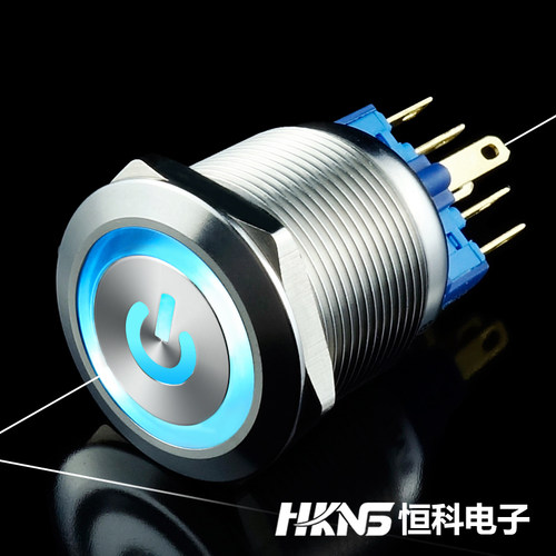 发光按钮m22mm冰蓝色led停止信号