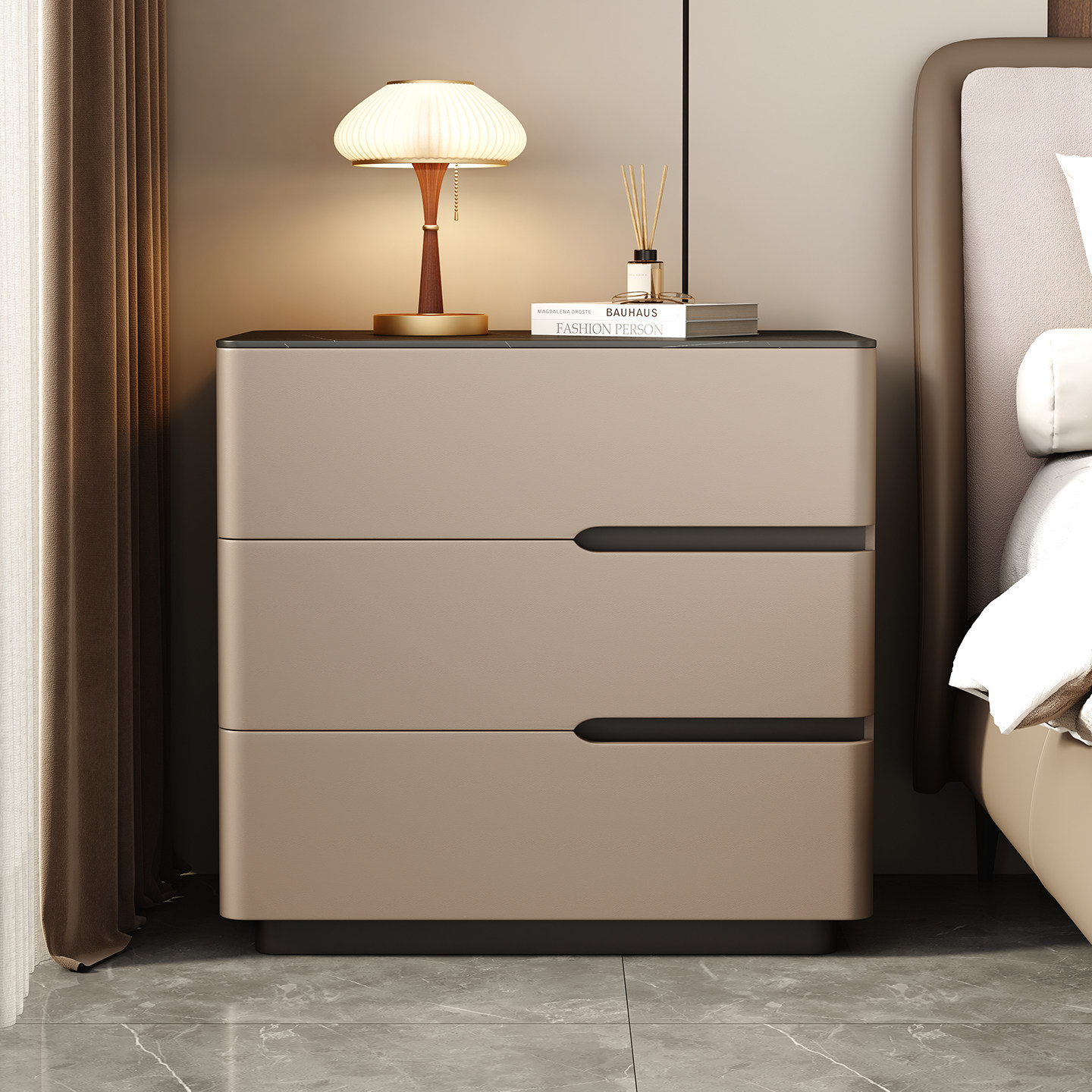 简约现代床头斗柜三抽屉卧室储物柜实木三斗柜床尾柜大尺寸床头柜