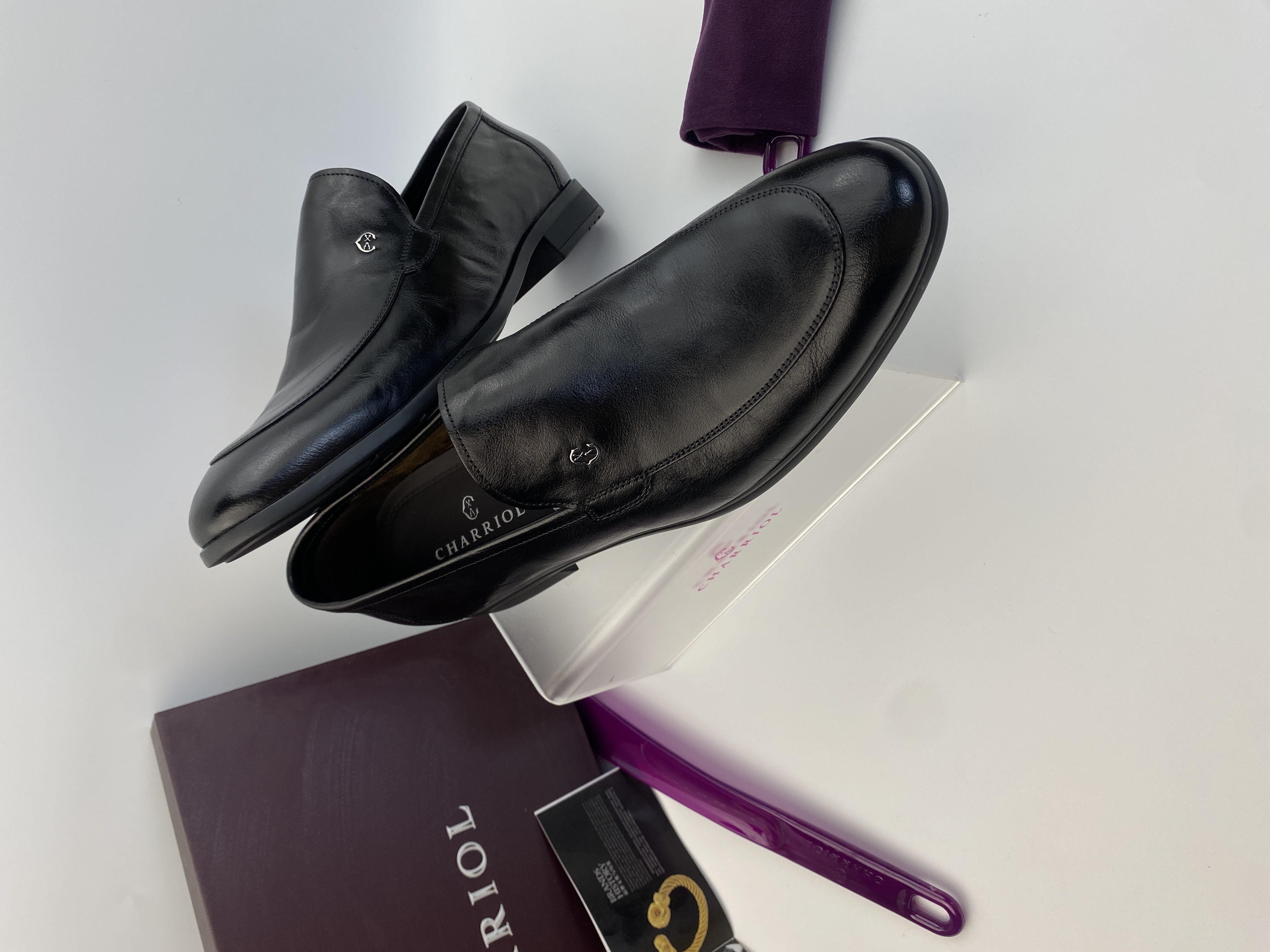 仅404243【专柜款】法国CHARRIOL男皮鞋秋季款公务一脚蹬乐福鞋