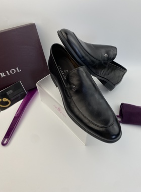 仅43【专柜款】法国CHARRIOL男皮鞋秋季款公务一脚蹬乐福鞋