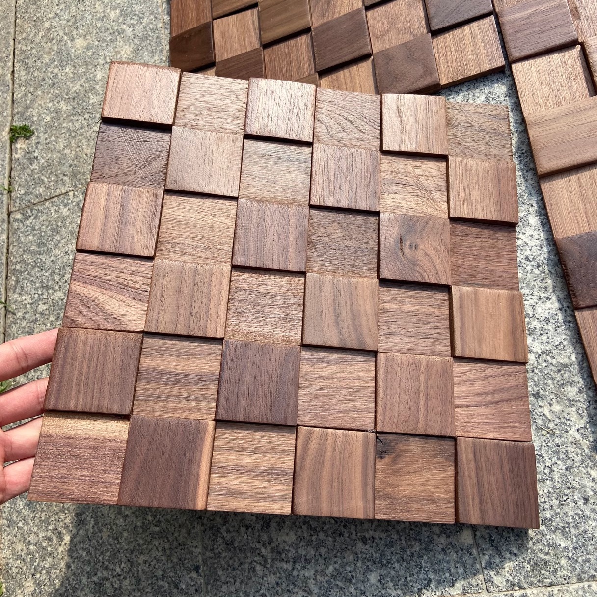 黑胡桃木实木马赛克电视背景墙立体客厅卧室床头柜吧台装饰画木块图片