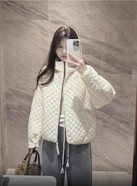 生哥家 才40多捡漏！秋冬女士百搭保暖连帽菱形格子棉衣棉服