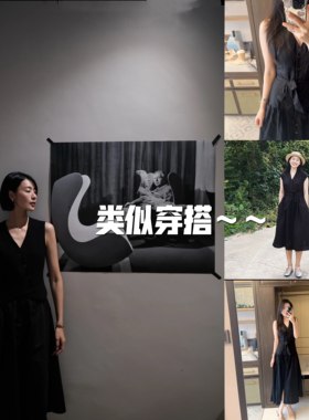 生哥家 捡漏！黄金比例棉麻！女式气质百搭V领无袖显瘦腰带连衣裙