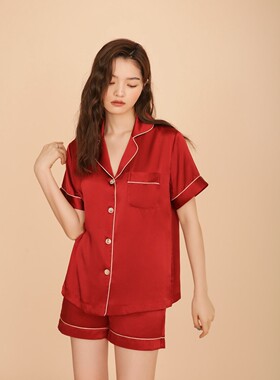 生哥家 出口单！捡漏！男女夏季亲肤缎面短袖短裤居家服睡衣套装