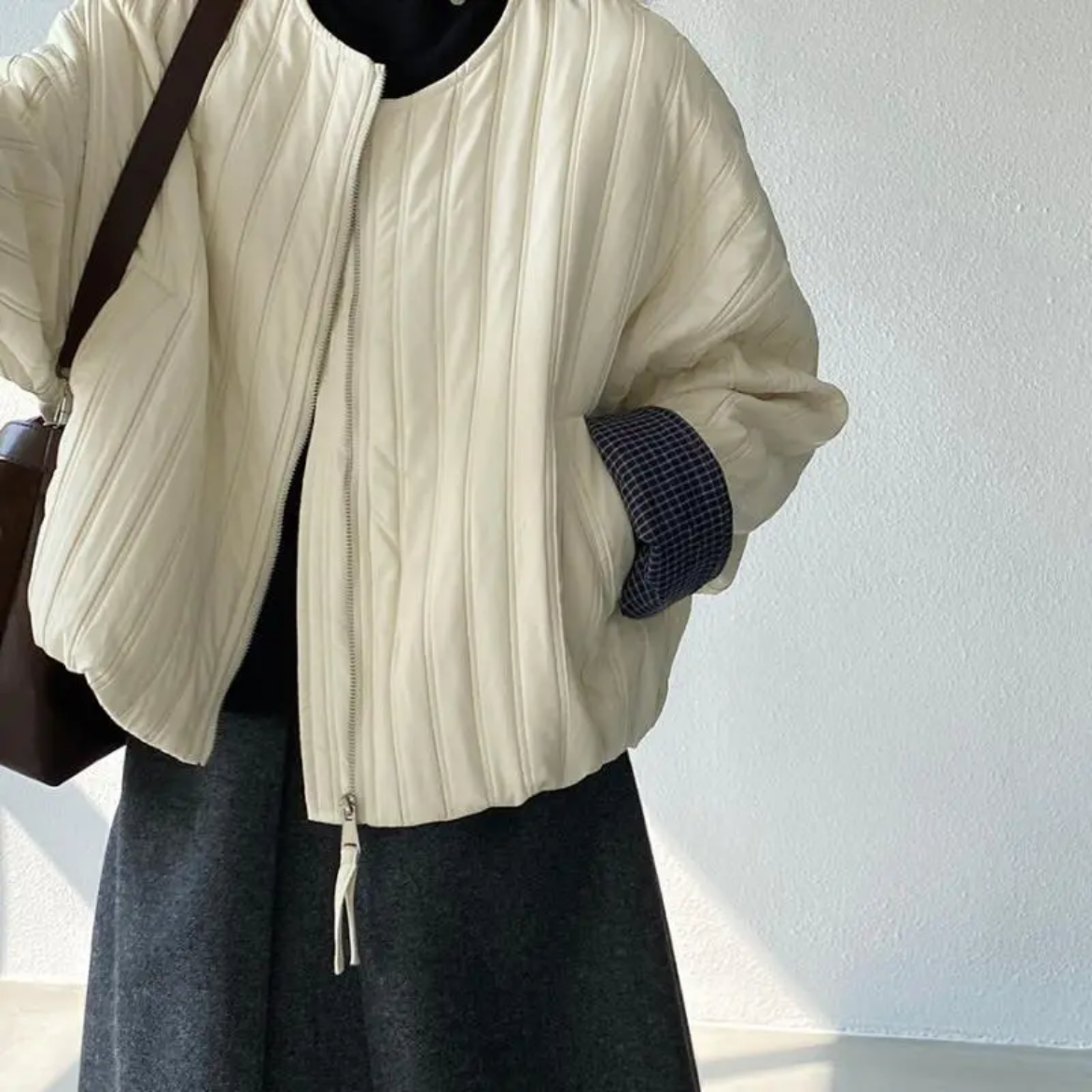 生哥家 设计师订单！高版本！女士百搭显瘦圆领棉衣棉服外套