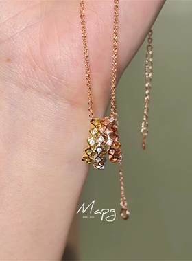 MAPG小众大牌感菱纹三色圈吊坠项链精致贵气设计通勤高级感锁骨链