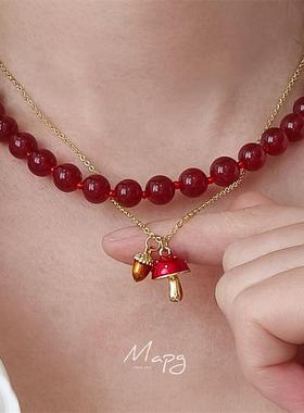 串珠叠戴趣味项链玛瑙