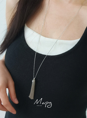 MAPG极简金属长流苏长项链高级感COS风设计长款毛衣链ins日韩链条