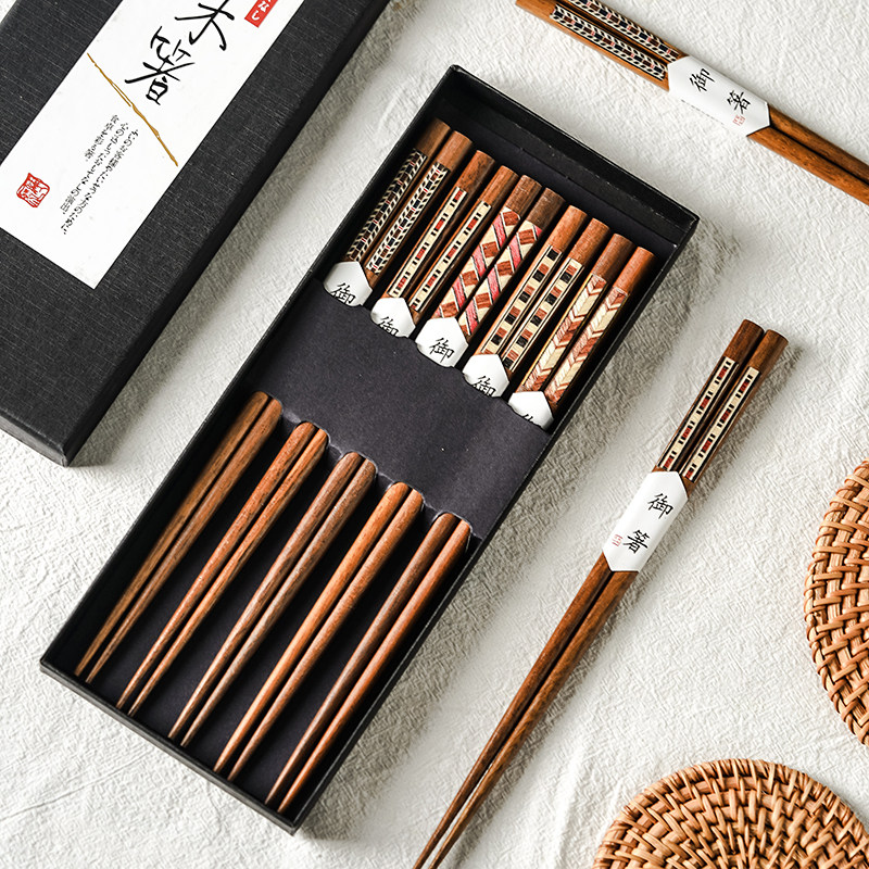 实木筷特别好看的筷子高档家用一人一筷家庭装防滑创意网红礼盒装,餐饮具,筷子,淘宝优惠券,粉丝福利购,淘宝优惠卷