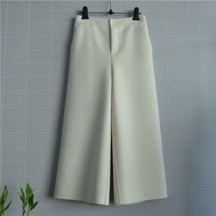 鸿思格HSG 176多色双面羊绒羊毛手工缝制保暖阔腿九分羊毛尼女裤