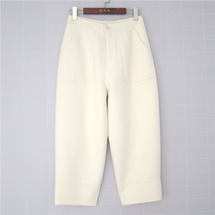 双面手工艺缝制羊绒羊毛小个子九分休闲萝卜裤 鸿思格HSG 38秋冬季