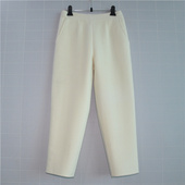 HSG鸿思格1702双面手缝羊绒羊毛百搭小哈伦裤 显瘦秋冬九分小脚裤