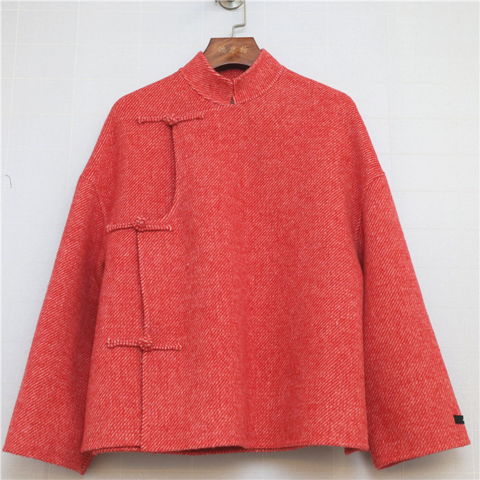 鸿思格双面手工艺羊绒羊毛外套