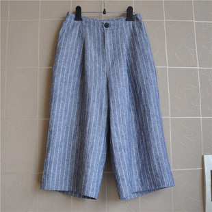 女八分裤 HSG鸿思格0420款 显瘦阔腿裤 子宽松韩版 2019年春夏亚麻裤