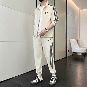 耐克顿运动套装男士2024新款宽松立领开衫卫衣长裤潮牌秋装两件套