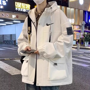 耐克顿工装夹克男士春秋季新款宽松连帽外套青少年美式潮牌冲锋衣