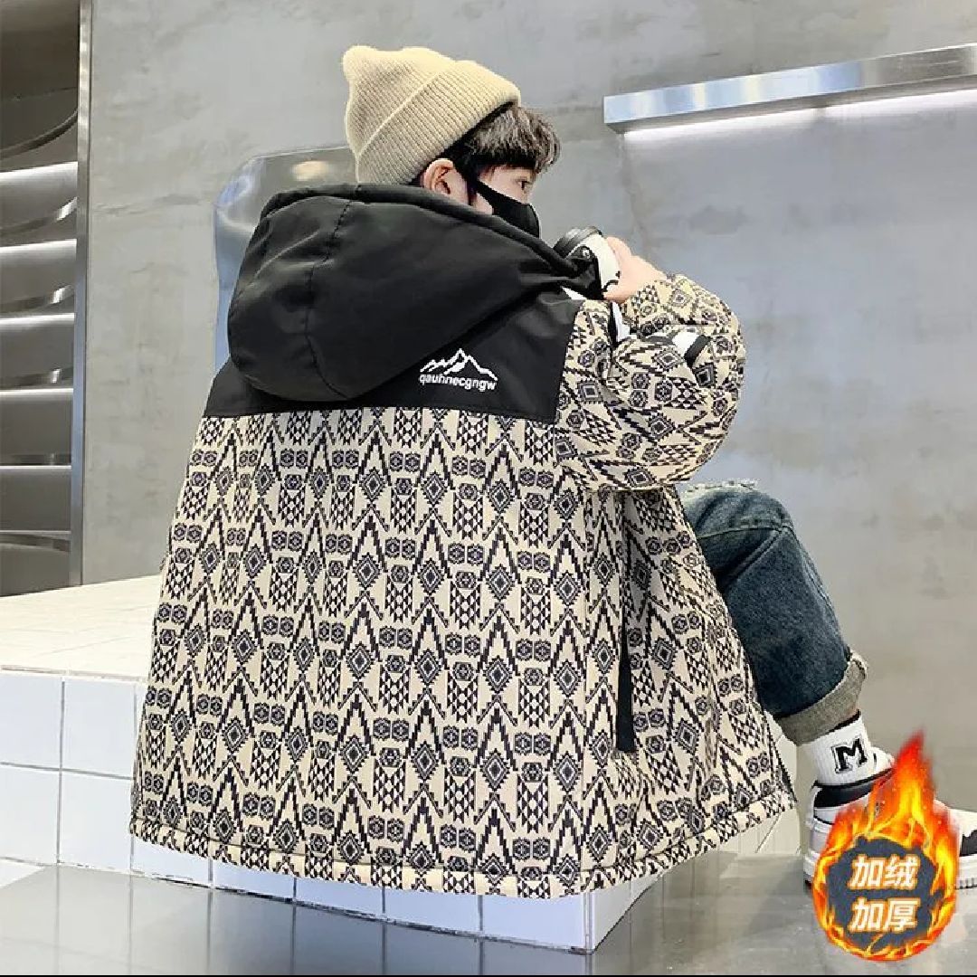 男童加绒秋冬款连帽外套