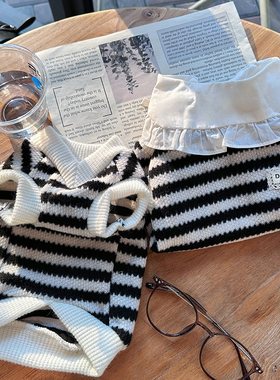 袋袋猫 条纹宠物毛衣马甲 猫咪狗狗小型犬比熊秋冬衣服小狗毛衣