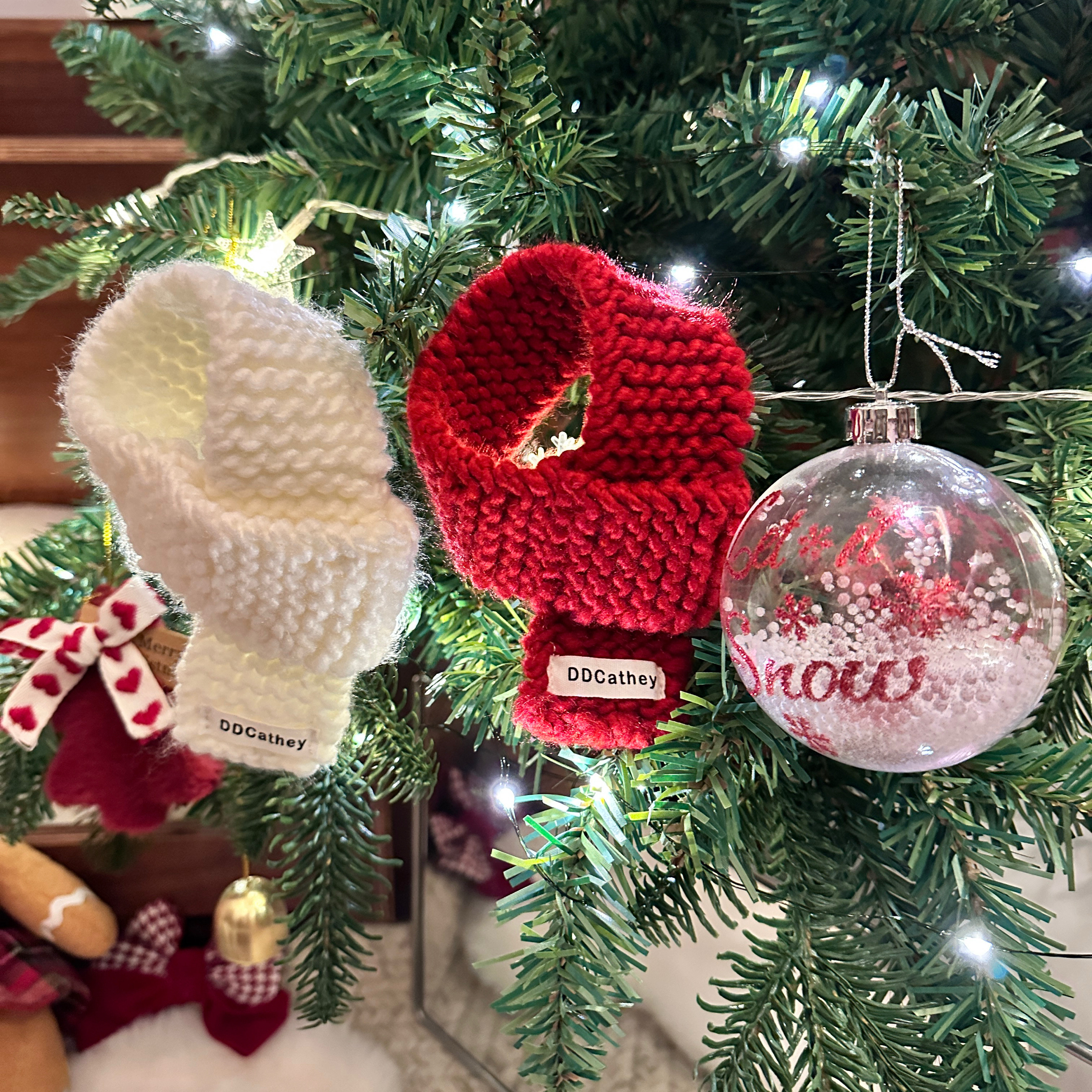 袋袋猫 彩色粗线冰岛毛手工宠物围巾 小型狗狗圣诞节新年围巾围脖