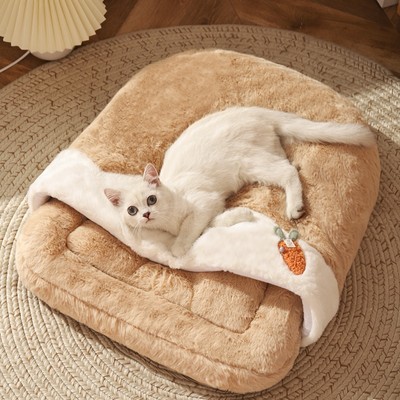 窝猫冬季保暖半封闭式猫睡袋防寒垫子宠物猫床加厚猫咪被窝冬天窝