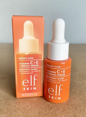 早c晚a！美国elf VC+E 阿魏酸亮肤改善暗沉精华15ml均匀肤色 淡纹