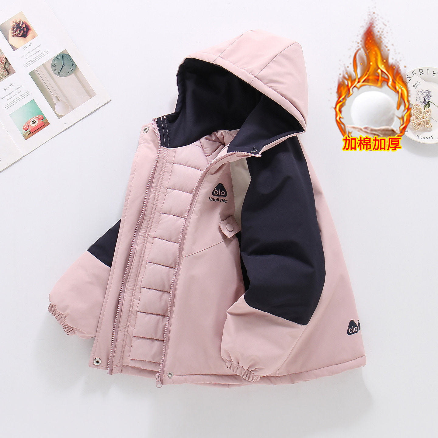 2025新款女童加棉加厚冲锋衣拼色秋冬季新款洋气连帽外套户外棉服,童装/婴儿装/亲子装,儿童冲锋衣,淘宝优惠券,粉丝福利购,淘宝优惠卷