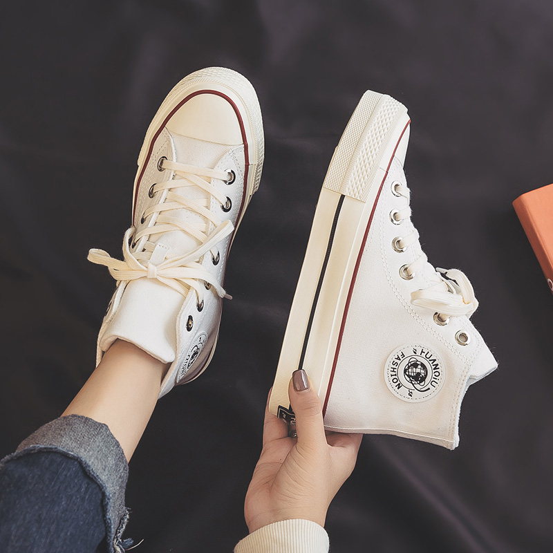 环球白色加绒加厚高帮棉鞋