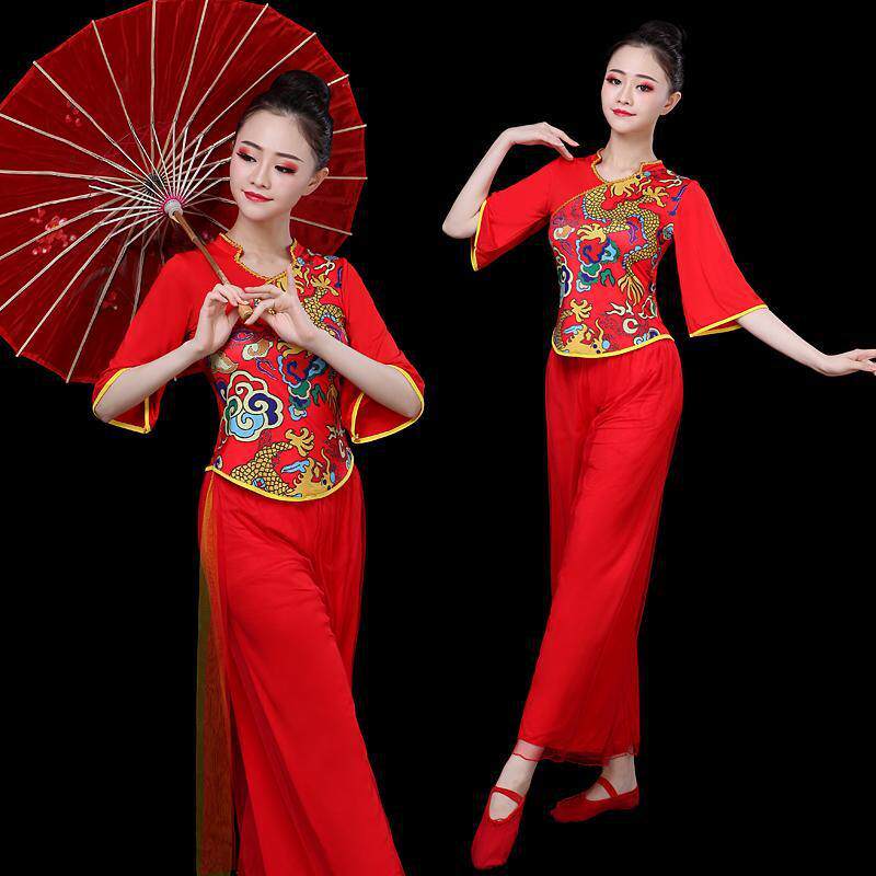 中老年腰鼓舞演出服广场舞秧歌舞