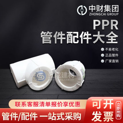 中财 PPR水管配件大全接头螺纹内外丝弯头三通直接热熔配件4分6分