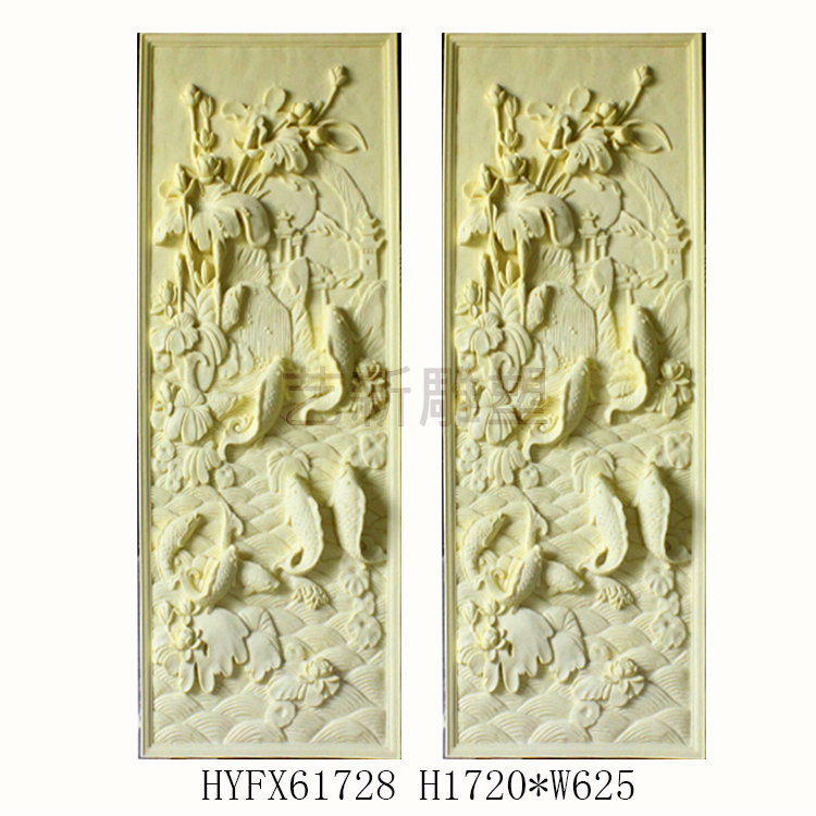 艺新新款GRC水泥砂岩浮雕玻璃钢雕塑鲤鱼跃龙门酒店别墅壁画定制