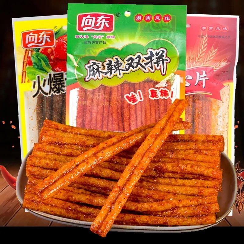 向东麻辣双拼辣条零食儿时经典麻辣小吃面筋素鸡筋80后怀老式辣片