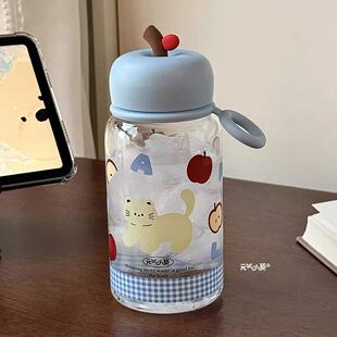 可爱小猫水杯女生高颜值2026新款学生直饮塑料杯手提大容量杯子