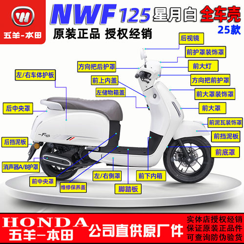 五羊本田NWF125外壳25款面板边条侧罩灯箱头罩前围前瓦前大罩塑料