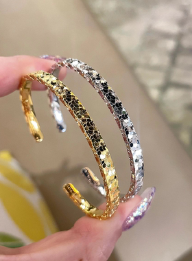 S925纯银！爆闪碎冰冰手镯布布风波光粼粼CNC工艺轻奢纯银手镯