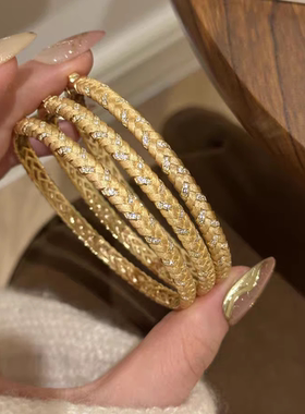 S925纯银！麦穗手镯穗穗平安金色麦穗意式风情拉丝工艺轻奢小众