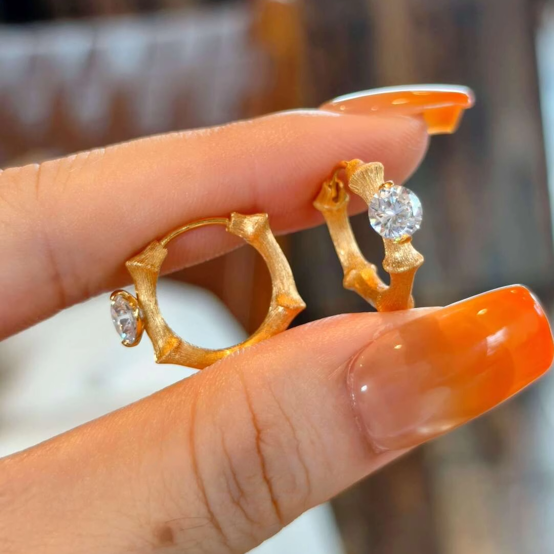 S925纯银！节节高竹节耳环戒指套装中古拉丝工艺轻奢高级小众设计,饰品/流行首饰/时尚饰品新,银饰耳饰,淘宝优惠券,粉丝福利购,淘宝优惠卷