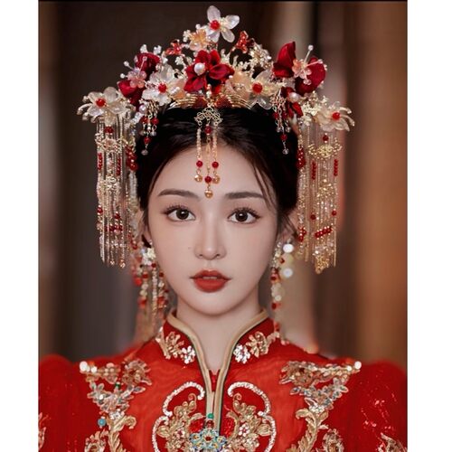 春夏款甜美减龄水晶琉璃发冠套装
