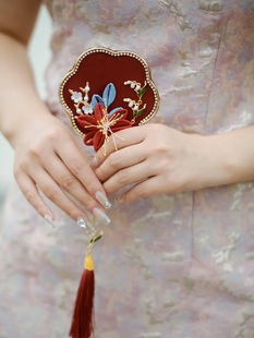 小团扇新娘红色小巧结婚道具伴娘旗袍晨袍秀禾拍照迷你小扇子 中式
