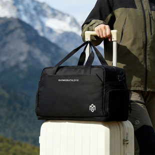 0125#新品 旅行包黑色女短途旅行袋住校生行李包大容量男士收纳包